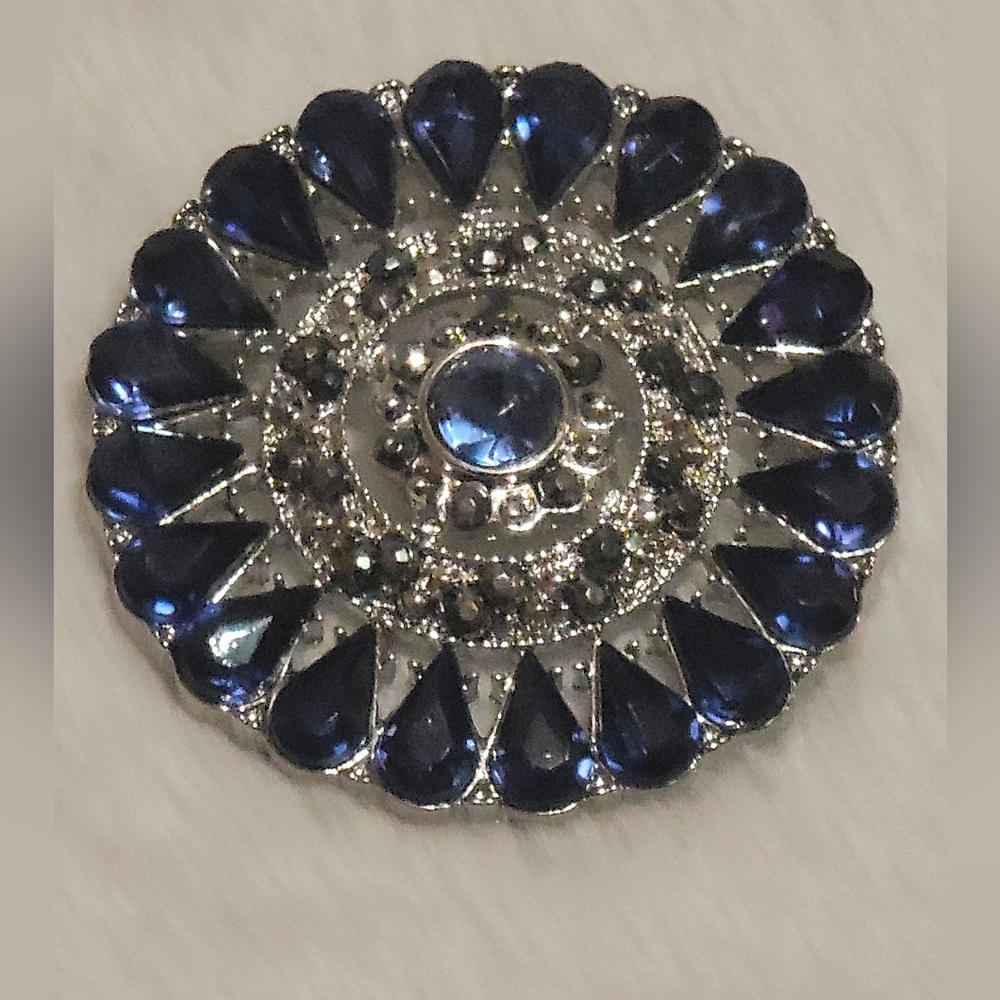 Vintage Blue Jeweled Brooch
